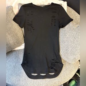 Black Tattered Swim Cover Up